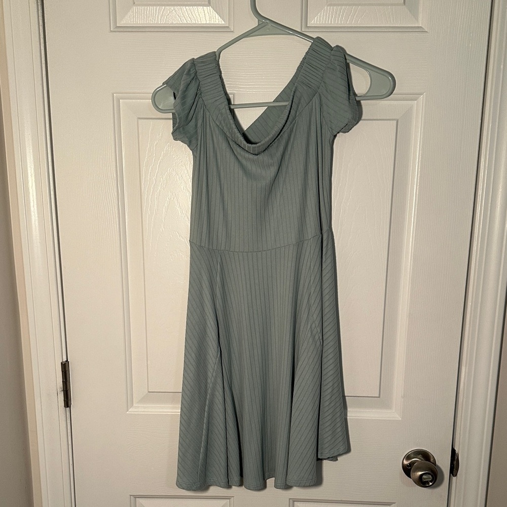 Chic Sage Off-Shoulder Mini Dress